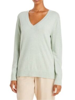Vince Cashmere V Neck Weekend Sweater, Small, Sea Stone